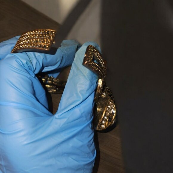 Vintage Rhinestone Snake Bangle Cuff Bracelet - Picture 5 of 7